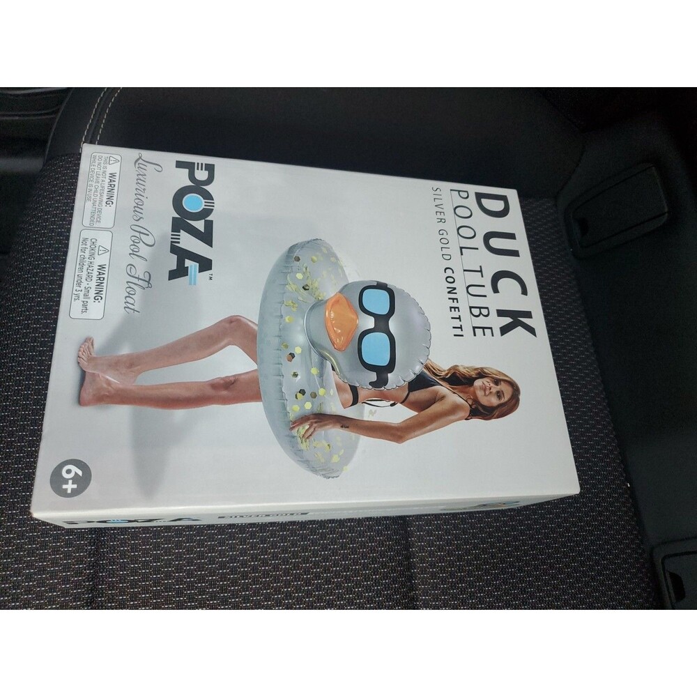 Pool Float - DUCK POOL TUBE - SILVER POZA New In Box Swim Water